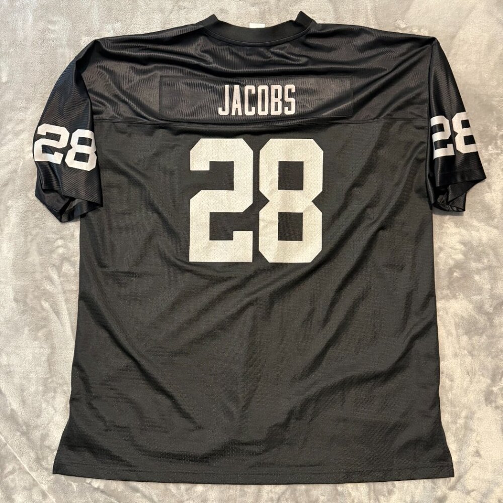 NFL Pro Line Raiders Josh Jacobs #28 Jersey Black Silver Mens Size 4XLT Big Tall - Picture 3 of 11